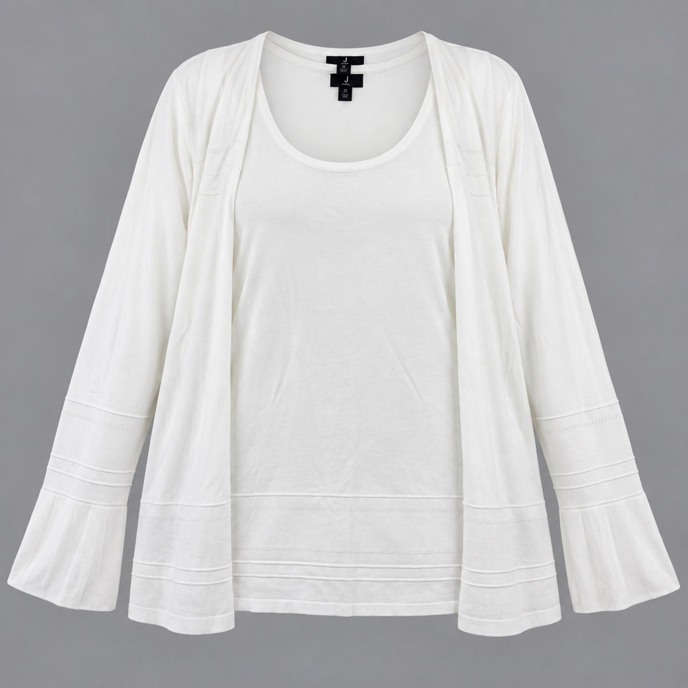 Jason Wu Women 3X Ivory 2 Piece Tank Cardigan Set Lagenlook Coastal Minimalist